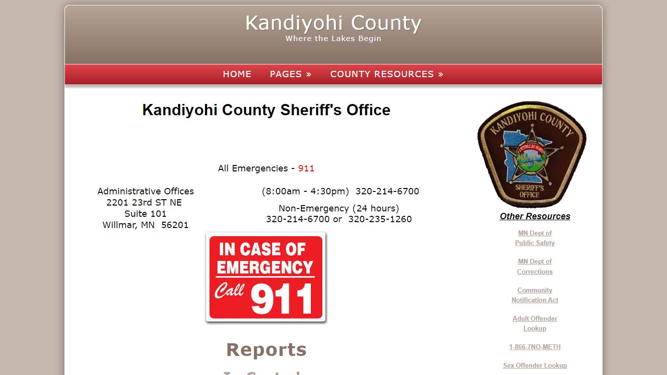 Reports-Kandiyohi County Sheriff